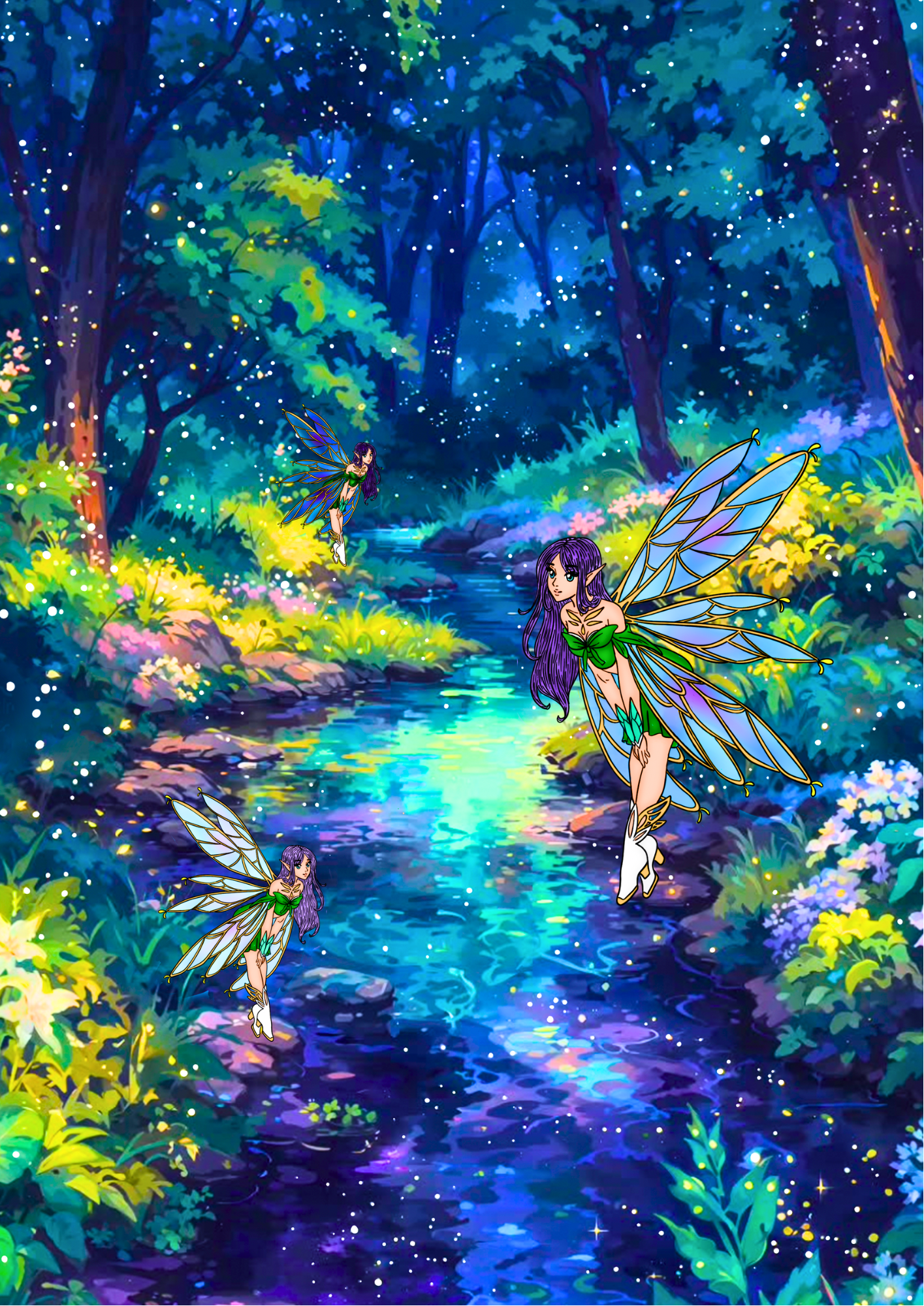 Murmures de la Rivière : Print Illustration Forêt Enchantée