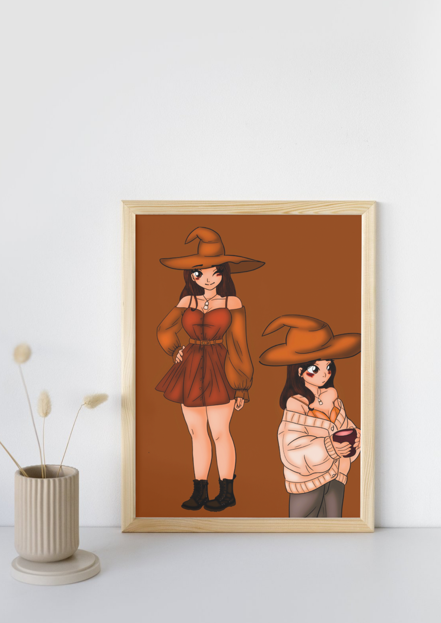 Mockup-Illustration-la-sorcières-Halloween-cadre 