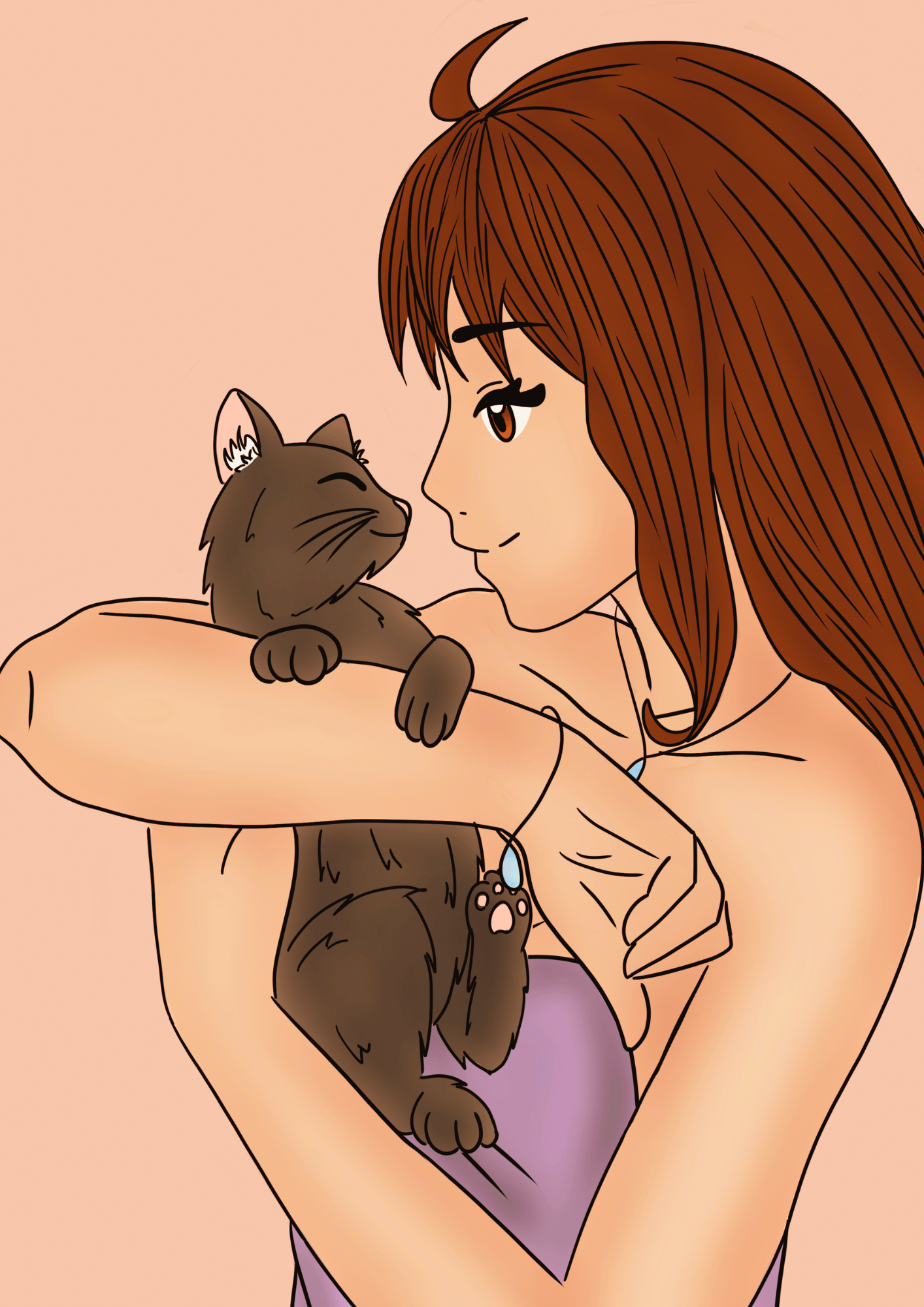 illustration Portrait d'un amour de chat