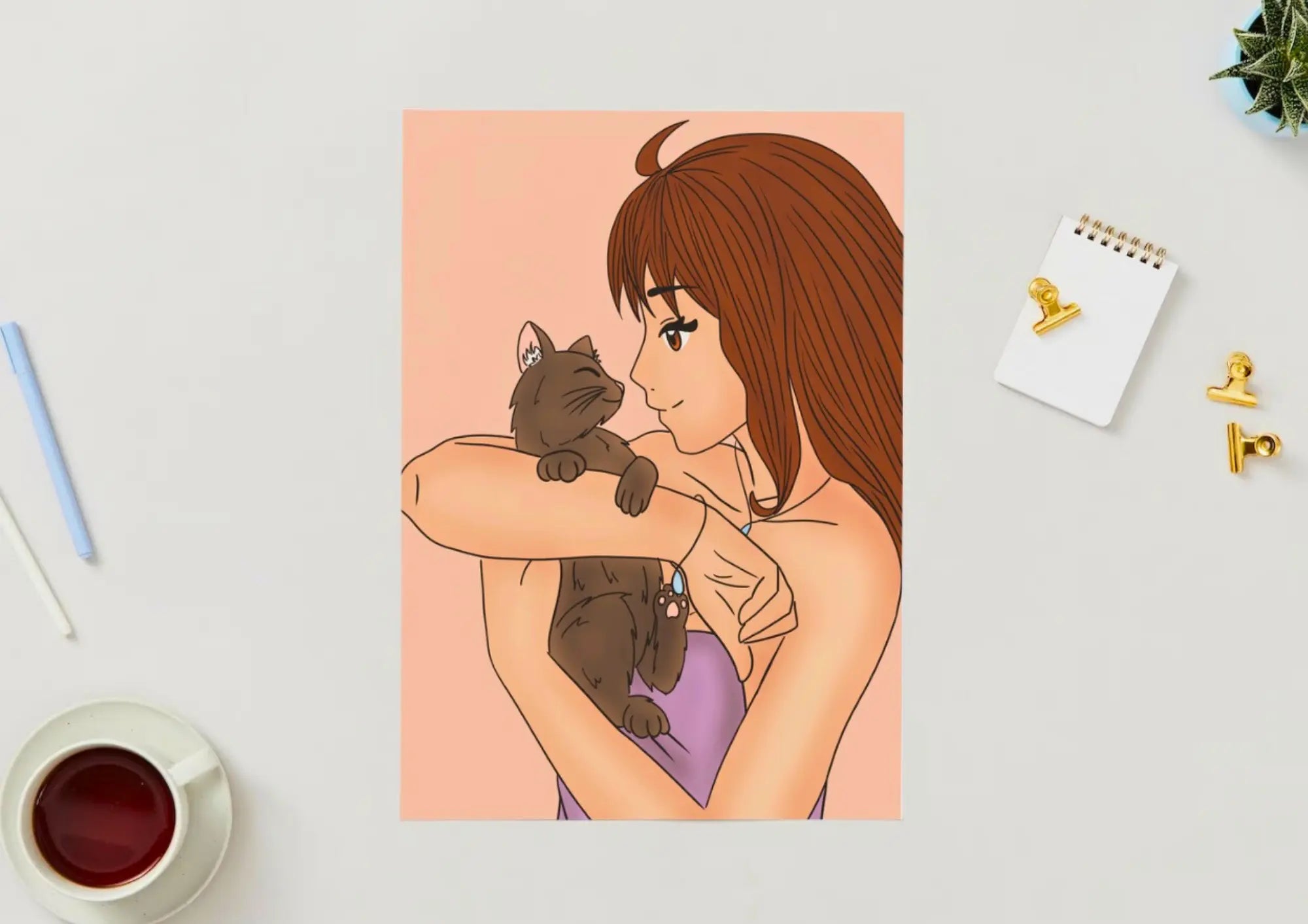 illustration Portrait d'un amour de chat