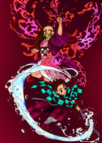 illlustration-fan-art-demon-slayer-Le Souffle de l'Eau et La Fleur de Lotus