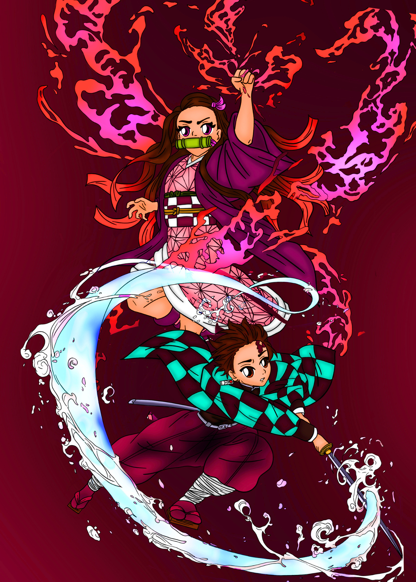 illlustration-fan-art-demon-slayer-Le Souffle de l'Eau et La Fleur de Lotus