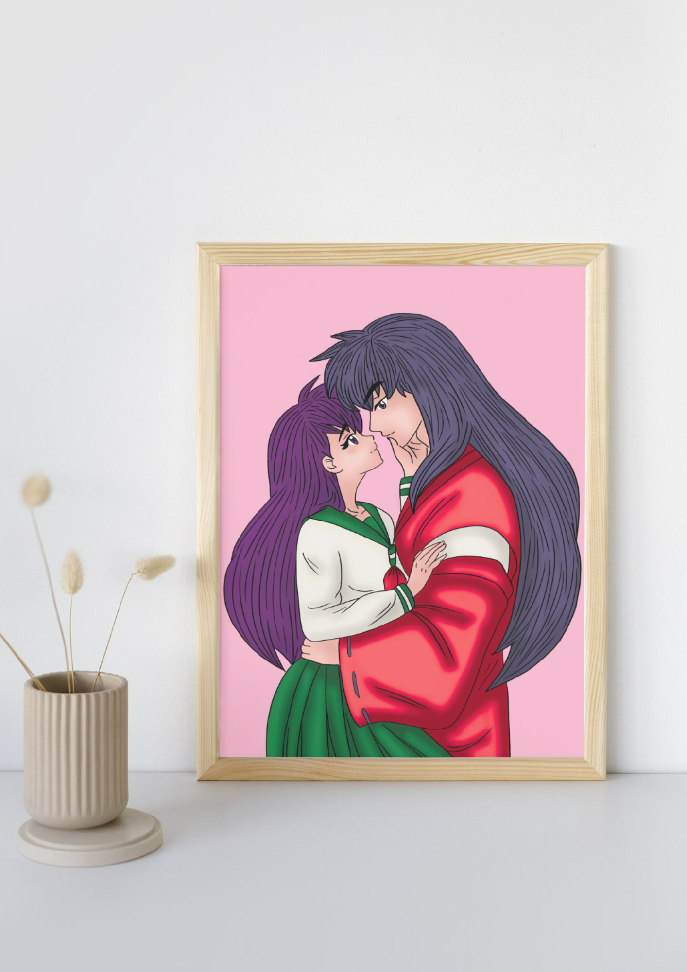 Print Fan Art "Inuyasha : Portrait de Kagome & Inuyasha" - L'Écho des Cœurs Unis