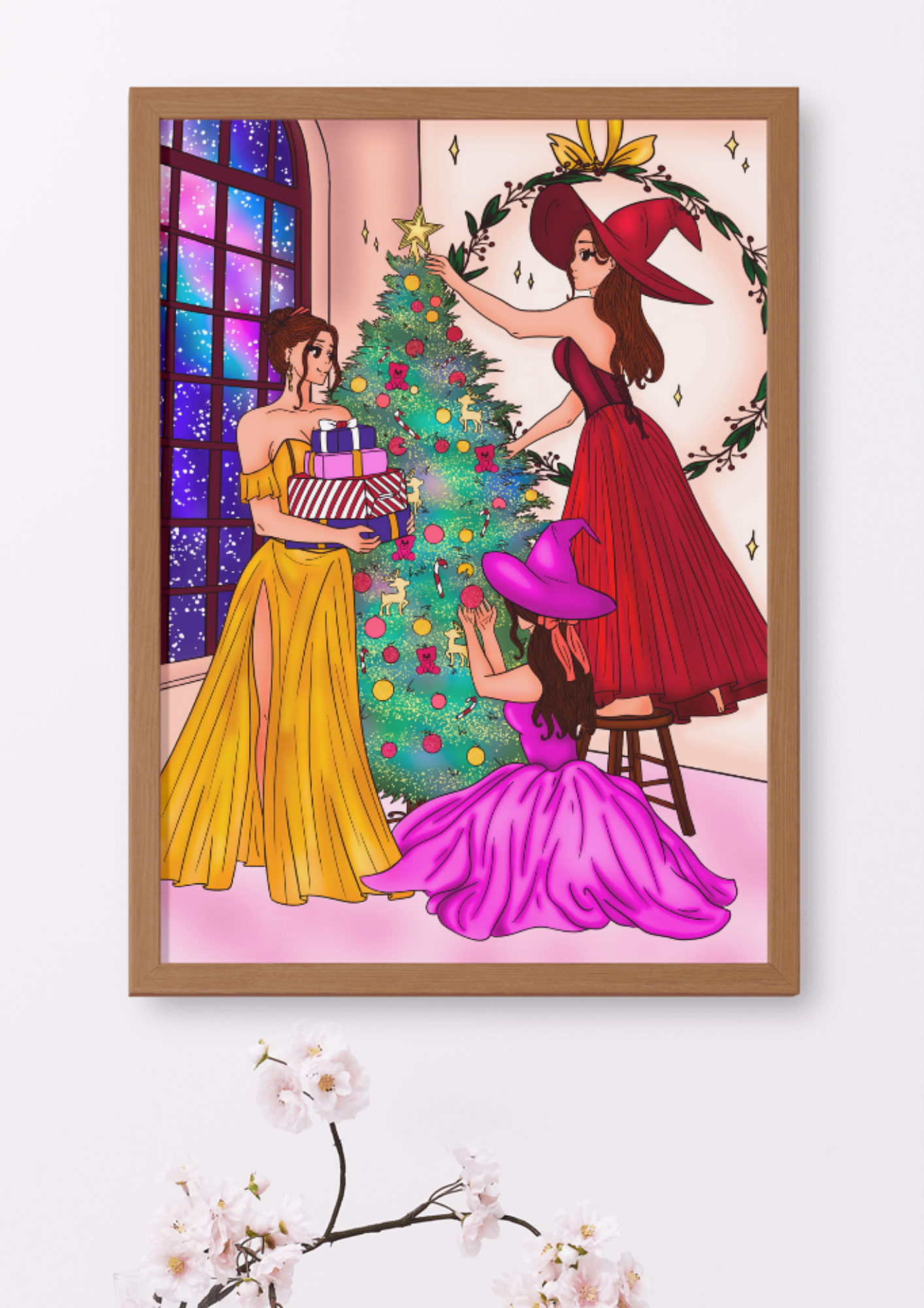 mockup-mur-Illustration-Les_sorcieres_preparent_Noel
