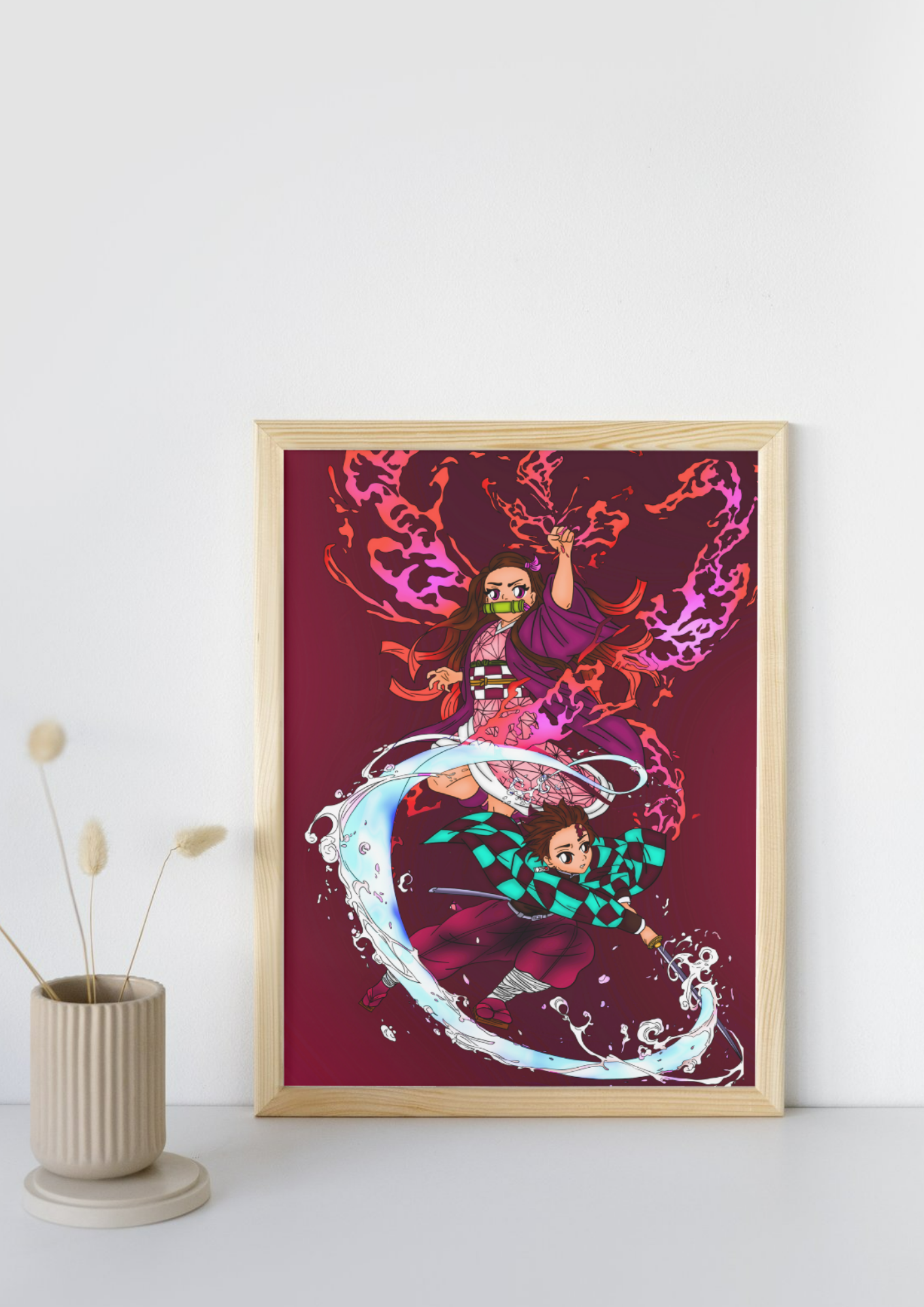mockup-table-illlustration-fan-art-demon-slayer-Le Souffle de l'Eau et La Fleur de Lotus